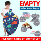 Lukeight Stuffed Animal Storage Bean Bag Chair Cover (No Filling) for Kids, Dinosaur Zipper Beanbag Chair Cover for Organizing Toddler and Kids' Rooms Plush Toys (Dinosaur, Large) Lukeight