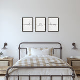 Set of 3 Framed Farmhouse Sweet Dreams Sign 11x14” Above Bed Wall Decor for Bedroom Decor Wall Art Wood Signs (11"x14", Black) Houmury