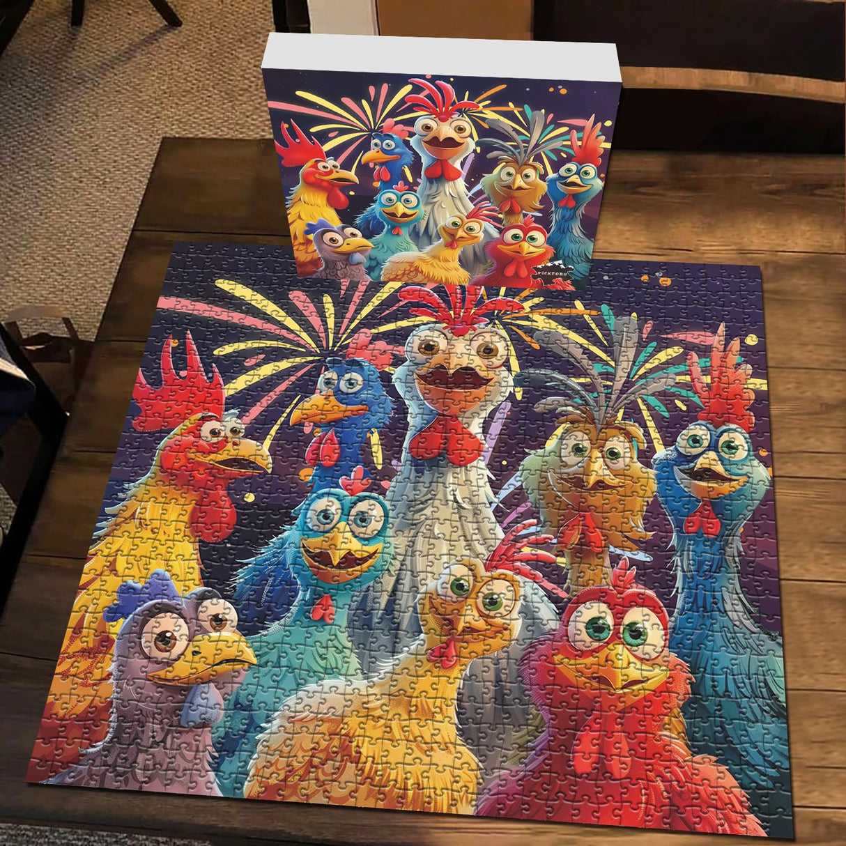 Chicken Puzzles for Adults 1000 Pieces, PICKFORU Happy Chicken Jigsaw Puzzle 1000 Pieces, Funny Rooster Hard Difficult Thanksgiving Puzzle as Wall Art PICKFORU
