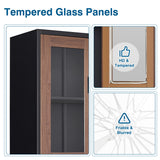 PEUKC Kitchen Pantry Cabinet, 71" Freestanding Kitchen Pantry Storage Cabinet with Drawer and Adjustable Shelves, Metal Tall Pantry Cabinet Cupborad with Glasses Doors, Wood Color PEUKC