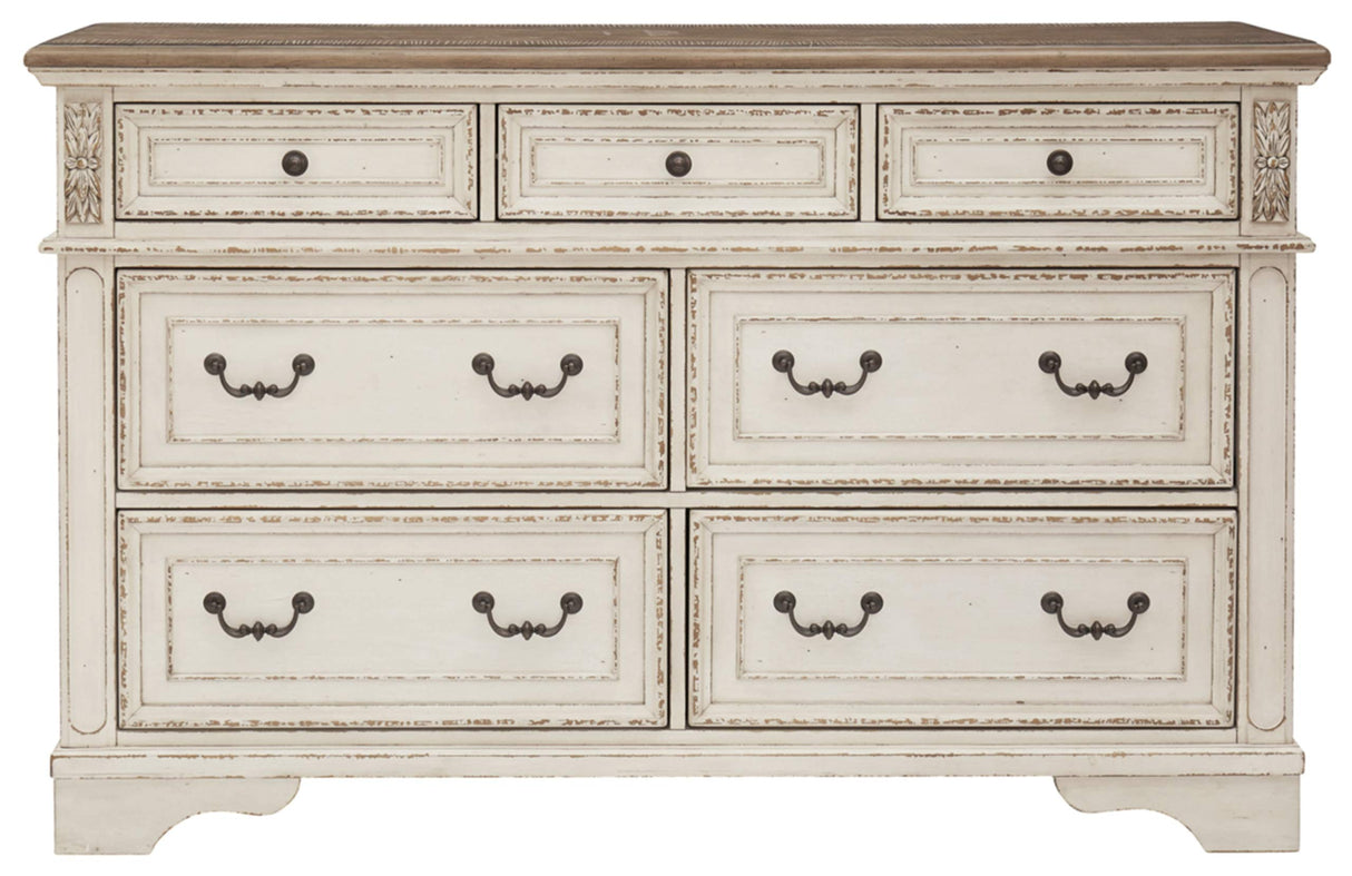 Signature Design by Ashley Realyn French Country 7 Drawer Two Tone Dresser, Chipped White Signature Design by Ashley