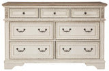 Signature Design by Ashley Realyn French Country 7 Drawer Two Tone Dresser, Chipped White Signature Design by Ashley