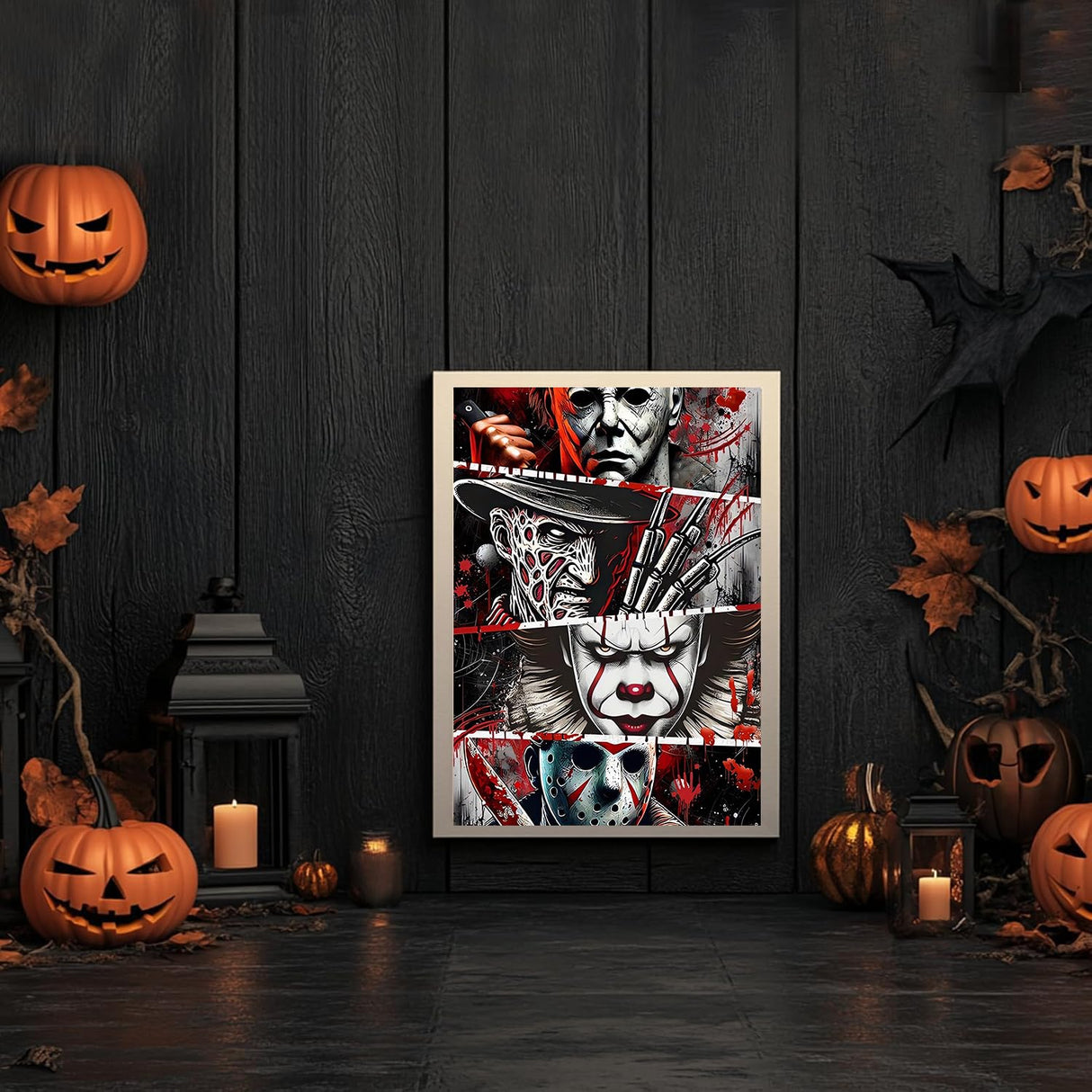 LILEIDECO 3 Pack Halloween Diamond Art Kits for Adults Beginners,Horror Diamond Painting Kits for Adults,5D Full Drill DIY Diamond Dot Gem Art Kit Wall Home Decor Arts Craft 12x16 inch LILEIDECO