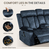 PALLOME Power Reclining Loveseat with Heat & Massage, Dual Recliner Sofa with Console, Cup Holders, USB & Type-C Ports, 2 Seater Electric Reclining Couch for Living Room, RV (Blue, 2 Seat) PALLOME