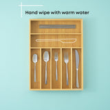 JoyJolt Bamboo Drawer Organizer, 7-Compartment Silverware Organizer, Cutlery and Utensil Organizer, Drawer Organizers for Garage, Kitchen, and Bathroom, Organizer Drawers for Kitchen Utensils JoyJolt