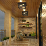 Asnxcju Modern Outdoor Ceiling Light Fixtures, 2-Light Black Flush Mount Light Fixtures with Clear Glass Shade, Farmhouse Square Ceiling Lighting for Porch Bathroom Kitchen (Bulbs Not Included) Asnxcju