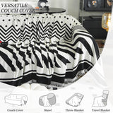 Tritard Boho Couch Cover Reversible Striped Sectional Couch Covers Black White Sofa Loveseat Covers Chenille Cushion Covers with Tassel Washable Couch Protector for Dogs Pet Futon Cover (71"-134") Tritard