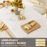 DWVO 70.3" Large Modern Dining Table for 6-8 People Rectangular White Kitchen Dining Room Table with Faux Marble Tabletop and Gold Geometric Metal Legs Farmhouse Wood Dinner Tables, White and Gold DWVO
