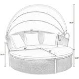 Devoko Patio Furniture Outdoor Round Daybed with Retractable Canopy Wicker Rattan Separated Seating Sectional Sofa for Patio Lawn Garden Backyard Porch Devoko