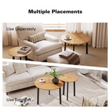 HOMPUS Modern Round Coffee Table, 23.6'' Small Nesting Coffee Table Set of 2, Accent Wood Coffee Tables, Nested Table for Living Room, Bedroom (Original Wood) HOMPUS