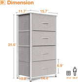 ODK Dresser for Bedroom with 4 Storage Drawers, Small Dresser Chest of Fabric Drawers with Sturdy Steel Frame, Wood Top, Light Grey ODK