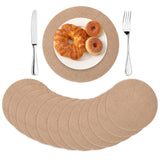 SEPGLITTER 12 Pcs Round Burlap Placemats Bulk 11.8 inches Brown Reusable Natural Jute Table Mats for Wedding Dinner Party Farmhouse Dinner Table Decor SEPGLITTER