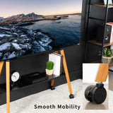 VIVO Rolling Artistic Easel 49 to 75 inch LED LCD Screen Mobile Studio TV Display Stand, Wood Accessory Shelf, Adjustable TV Mount with 4 Walnut Legs, Black Frame, STAND-TV75R VIVO