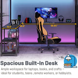 Queen Size Loft Bed with Desk,Metal Heavy Duty Queen Loft Beds with Stairs,Wardrobe and Shelves, High Gaming LoftBed with LED Light and USB Charging Station for Adults,Teens, Black Mirightone