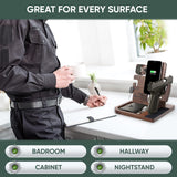 BarvA Phone Docking Station with Patented Adaptive Wood Gun Rack | Night Stand Smart Watch & Phone Stand | Charging Station Desk Organizer | Gun Accessories Storage and Organization BarvA
