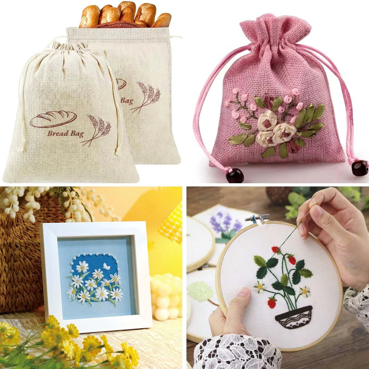 4pcs Nature Linen Needlework Fabric, Kurilai Solid Colour Embroidery Fabric, Square Linen Cloth Crafts Accessories for Making Garment Craft, Cross Stitch, Needle Embroidery, DIY Decoration (19x19inch) Kurilai