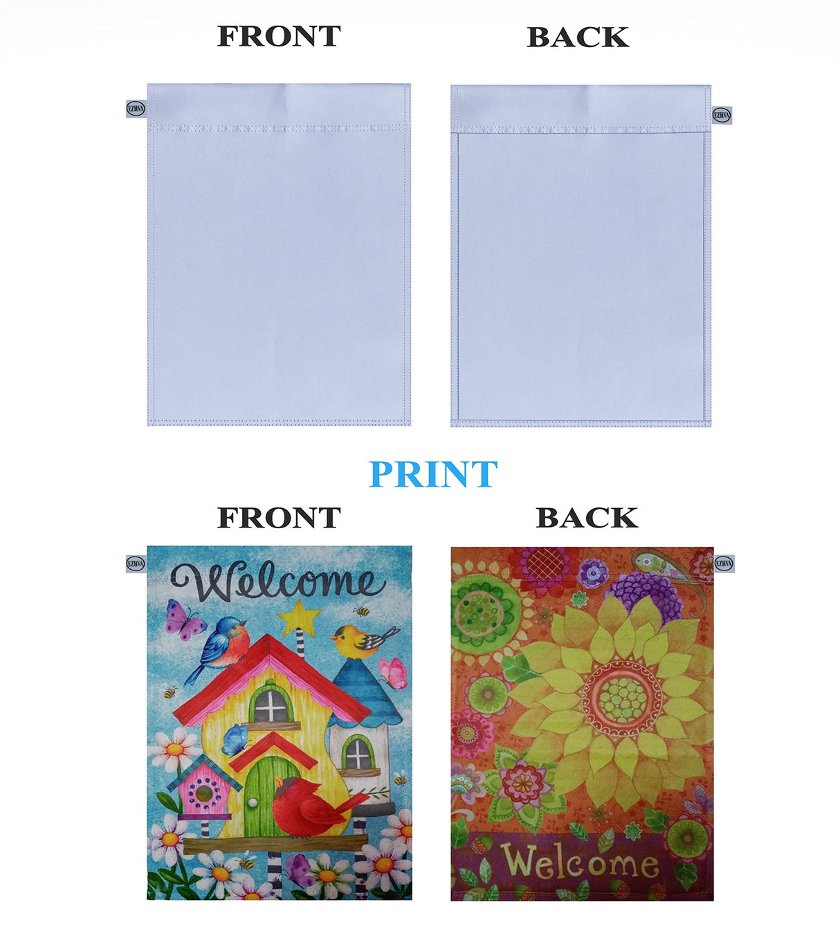 EZHVA 5 pcs 12x18Inch Double-Sided Solid Sublimation Blank Polyester Flags DIY for Garden and Yard Blank Canvas Banner for Vinyl and Ink Sublimation Blanks 300D Polyester 3-Layer Weave Strands EZHVA
