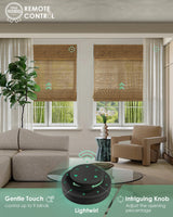 Yoolax Motorized Bamboo Roman Blinds with Remote, Roman Shades for Indoor Windows, Smart Blinds with Voice Control, Compatible with Alexa Google Home, APP Control, Custom Size, Bamboo Brown Yoolax