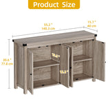 DWVO 55'' Sideboard Buffet Cabinet with Storage, Farmhouse Kitchen Storage Cabinet with Doors, Large Coffee Bar Cabinets with Adjustable Shelves for Kitchen, Living Room, Grey DWVO