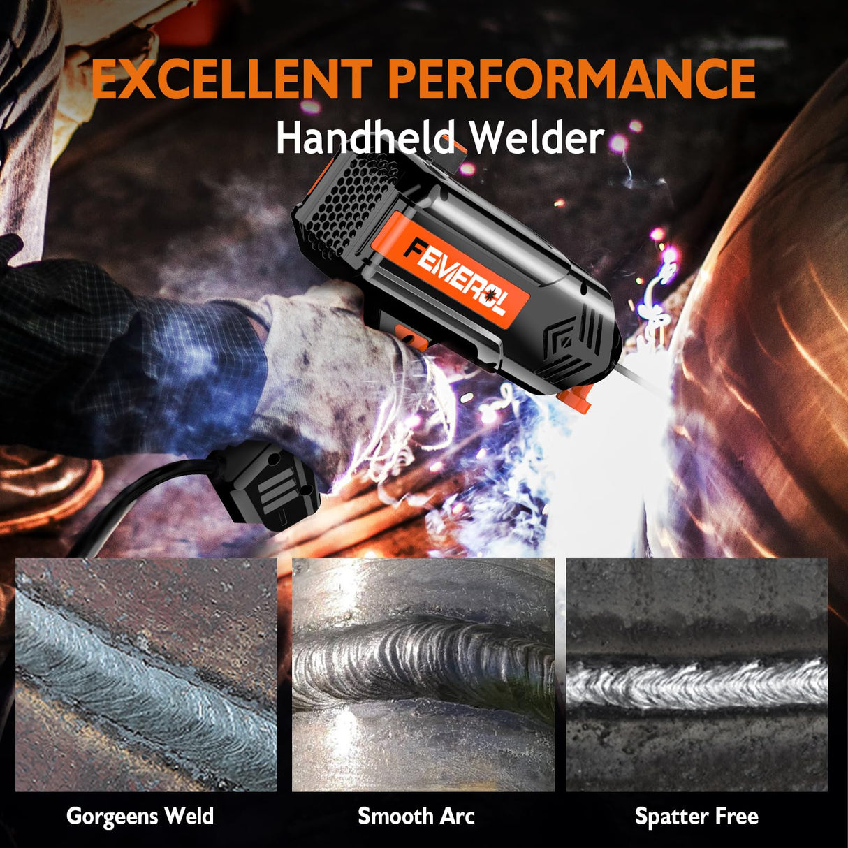 FEMEROL Welding Machine 110V,Handheld Welder, 120A Portable Stick Welder, Hand Held Welder Machine IGBT Inverter Digital Display with Welding Tool Set and Toolbox FEMEROL