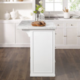 Crosley Furniture Cutler Faux Marble Top Kitchen Island with Storage, Breakfast Bar, Microwave Stand, White Crosley Furniture