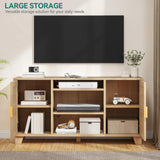 YITAHOME TV Stand for 65 Inch TVs, Boho Entertainment Center with Rattan Doors, Storage Cabinets and Adjustable Shelves, Long Boho Media Console for Living Room YITAHOME