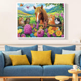 500 Piece Puzzle for Adults- Cats and Horses Puzzle| Recycled Paper Farm Jigsaw Puzzles 500 Pieces | Challenging Family Activity Great Gift Idea for Family Friends | Hard Puzzle Size 20.5X 15 inches Edsjegn