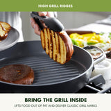 GreenPan Valencia Pro Hard Anodized Healthy Ceramic Nonstick 11" Grill Pan, PFAS-Free, Induction, Dishwasher Safe, Oven Safe, Gray GreenPan