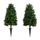 Nearly Natural 2.5ft. UV Resistant Artificial Boxwood Plant with Integrated Ground Stake (Indoor/Outdoor) - Set of 2 Nearly Natural