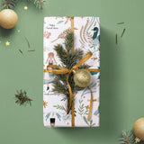WRAPAHOLIC Kraft Christmas Wrapping Paper - Mini Roll - 17 Inch x 33 Feet - Cute Girl and Boy with Floral and Leaves Design for Christmas, Holiday, Party Celebration WRAPAHOLIC