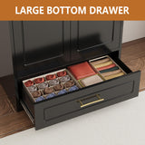 Polup Metal Armoire Wardrobe Closet with Drawer, 71“ Tall Freestanding Wardrobe Cabinet with Doors and Shelves, Large Armoire with Hanging Rod, Clothes Cabinets for Bedroom, Black, Assembly Required Polup