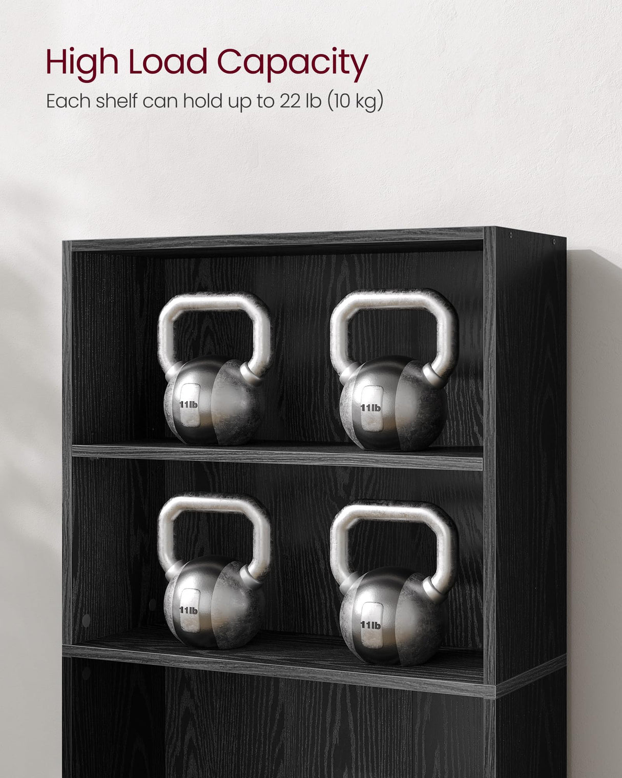 VASAGLE Custos Collection - Bookshelf, 4-Tier Bookcase, Book Shelf, Open Storage Shelf, 9.4 x 23.6 x 42.4 Inches, for Living Room, Home Office, Dinning Room, Ebony Black ULBC164T56 VASAGLE