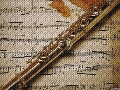 TUTUMAY21 Diamond Painting Kit for Beginners Flute Music DIY Canvas Art Decor with Resin Gems Complete Tools (No Frame) for Home Decor Birthdays Christmas 12x16inch TUTUMAY21