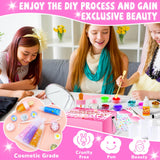 WhizToys DIY Lip Gloss Making Kit 74 PCS, Pink Kids Lip Gloss Supplies Set Beginner, Fun Craft Set Moisturizing Base, Birthday Gift Set for Girls, Kids, Teenagers, Women WhizToys