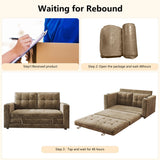 WorthFurni Convertible Sofa Bed, Folding Sofa Bed 2 in1 Pull Out Loveseat Sleeper Sofa, Floor Sofa Bed for Small Spaces Folding Couch Bed with Pillows for Living Room Bedroom - Brown WorthFurni