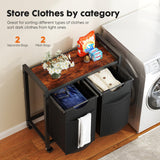Sweetcrispy Laundry Hamper with 2 Pull-Out Removable Sorter Bags 2 × 13.1Gal (99L) Capacity, Movable Wheels, Freestanding Clothes Basket Organizer in Bathroom, Rustic Brown and Black Sweetcrispy