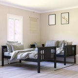 DHP Dylan Twin Over Twin Bunk Bed, Espresso, Sturdy Wood Construction, Converts to 2 Twin Beds, Guard Rails, Step Ladder DHP