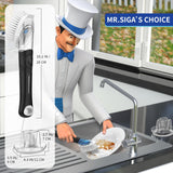 MR.SIGA Soap Dispensing Dish Brush Storage Set, Kitchen Brush with Holder for Pot Pan Sink Cleaning MR.SIGA