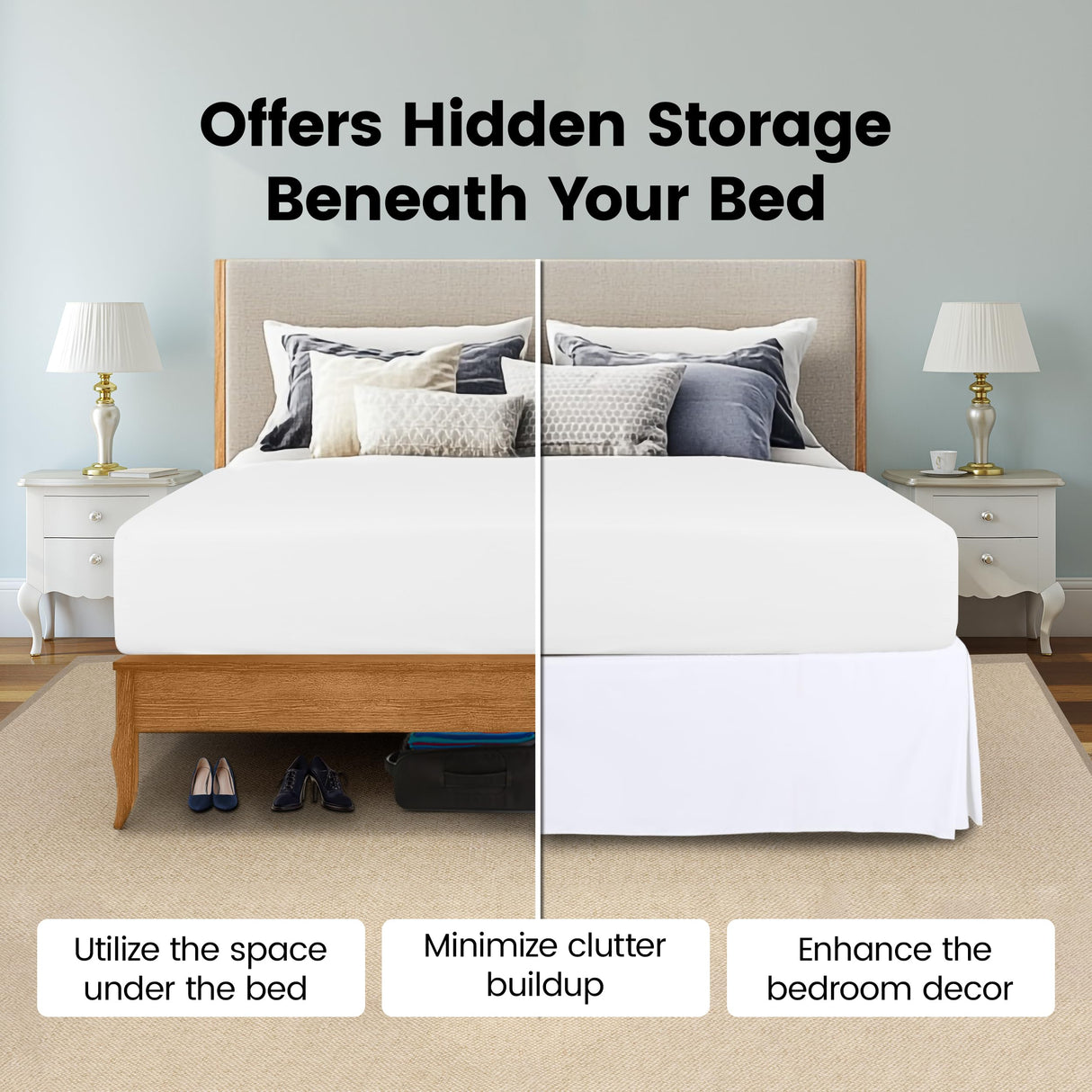 Utopia Bedding Queen Bed Skirt - Soft Quadruple Pleated Ruffle - Easy Fit with 16 Inch Tailored Drop - Hotel Quality, Shrinkage and Fade Resistant (Queen, White) Utopia Bedding