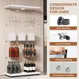 COHMJJY 4-Shelf Glass Display Cabinet with Double Doors, Curio Display Case with Lights & Lock, Tempered Glass Collectibles Showcase for Bedroom, Living Room 64'x 32'x 14' White COHMJJY