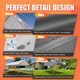 Carport Canopy 12'x20' Replacement Cover, Heavy Duty Garage Shelter Cover 800D Oxford Waterproof & UV Protected Tarp with Ball Bungees, Not Include Frame, Gray KAHLHAK