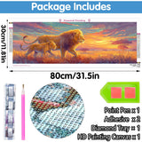 Reofrey Large Diamond Art Kits for Adults Lion, 30x80cm/12x31.5inch Full Drill Round Rhinestone Big Diamond Painting Kit Animals, Cross Stitch Embroidery Canvas for Crafts Home Wall Decor Reofrey