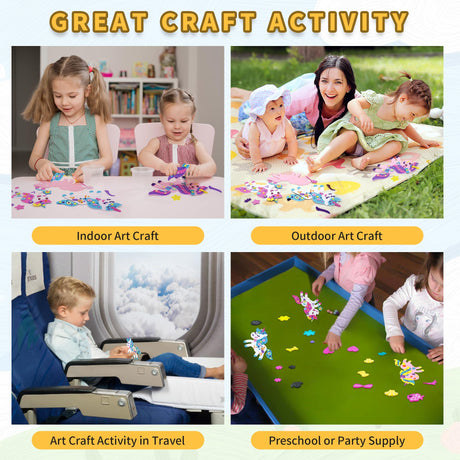 VKPI 4 Pieces EVA Foam Art Crafts Gift Kit, Make Create Your Own Unicorns, Cartoon Foam Paper Craft Projects for Kids Ages 4+ Toddler, Preschool Learning Toy for Birthday Party Favor Supplies VKPI