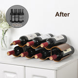 TRUDING Countertop Wine Rack - 7 Bottle Freestanding Wine Bottle Holder Stand - 2 Tier Wooden Wine Storage Rack - Walnut Wavy Wine Organizer for Cabinet Pantry Home Kitchen Bar TRUDING
