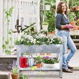 FOYUEE Galvanized Raised Garden Bed for Vegetables Elevated Planter Box with Legs Outdoor Patio Apartment Herb Container Metal FOYUEE