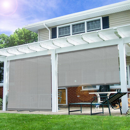 E&K Sunrise 6'W x 6'H Roll Up Shade Outdoor Roller Shade Blind Sun Shade UV Block for Patio Porch Backyard Gazebo Deck Pergola (Gray)