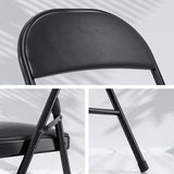 VECELO Folding Card Table and Chair Set of 5 Portable with Padded Tabletop, No Assembly Required, Black VECELO