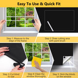 Blackout Curtains for Bedroom 79" x 57" Portable Blackout Shades Film 100% Blackout Window Cover No Drill Blackout Blinds with Hooks & Loops Strips Temporary Blackout Shades for Nursery Dorm Room LUCKJOY