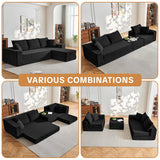 108" Modular Sectional Cloud Sofa - Boneless Couch with Deep Seat, Non Slip Base, Folding Sofa Sectional Couches for Living Room, Cozy Modular Couch with L-Shape Chaise, No Assembly Required, Black CozyMine