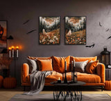 Halloween Whimsical Ghost Paint by Number Kit, 12x16inch Floral Meadow & Forest Moonlit Scenes DIY Painting for Adults and Kids, Halloween Autumn Art Craft Supplies Frameless Generic